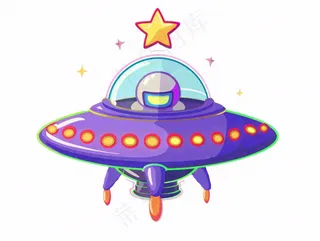 宇宙飞船航空卡通插画免抠