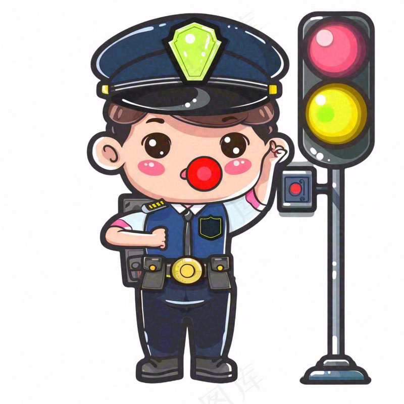 交警警察红绿灯公职劳动人物插画免抠