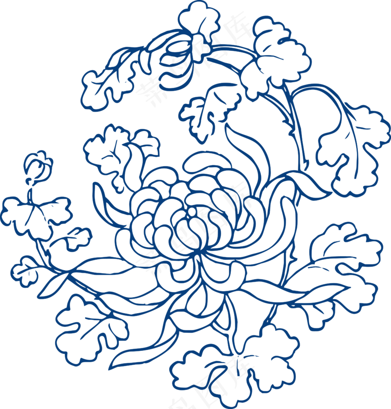 古代青花瓷图案花纹中国风图案祥云纹理传统图腾矢量AI设计免扣素材