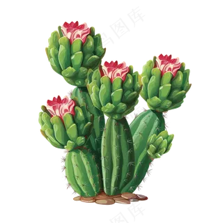 免抠4颗沙漠里的仙人掌