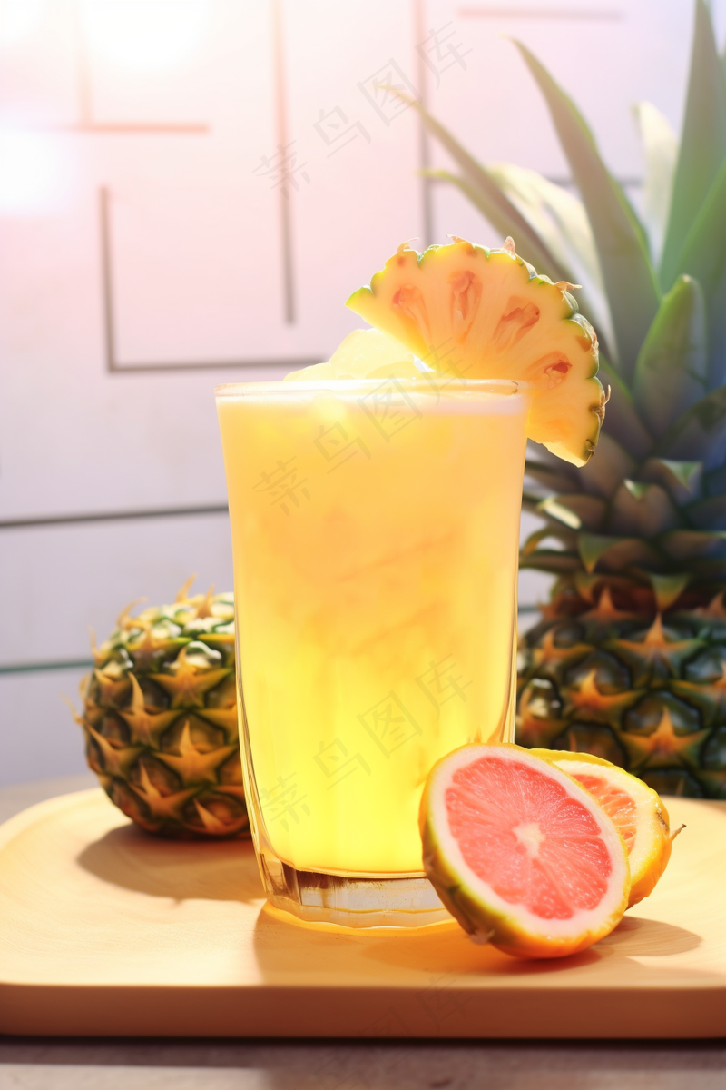 菠萝汁西柚果汁果茶饮料摄影图