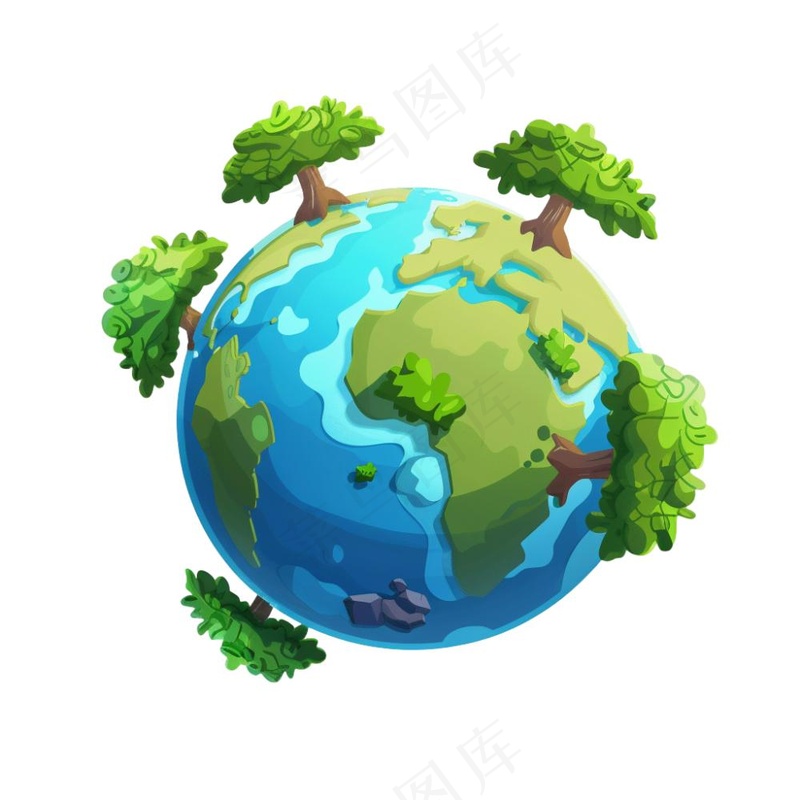 世界地球保护环境绿色卡通插画免抠