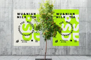 清新海报外墙贴图样机