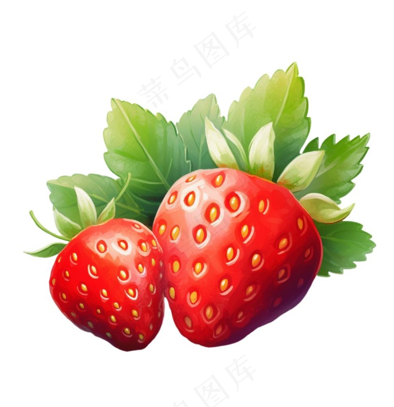 美味草莓可口卡通插画免抠(1024x1056)
