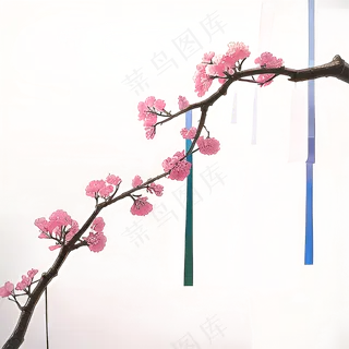 粉色手绘梅花一枝梅素材13