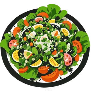 蔬菜沙拉绿色食物西餐插画简约