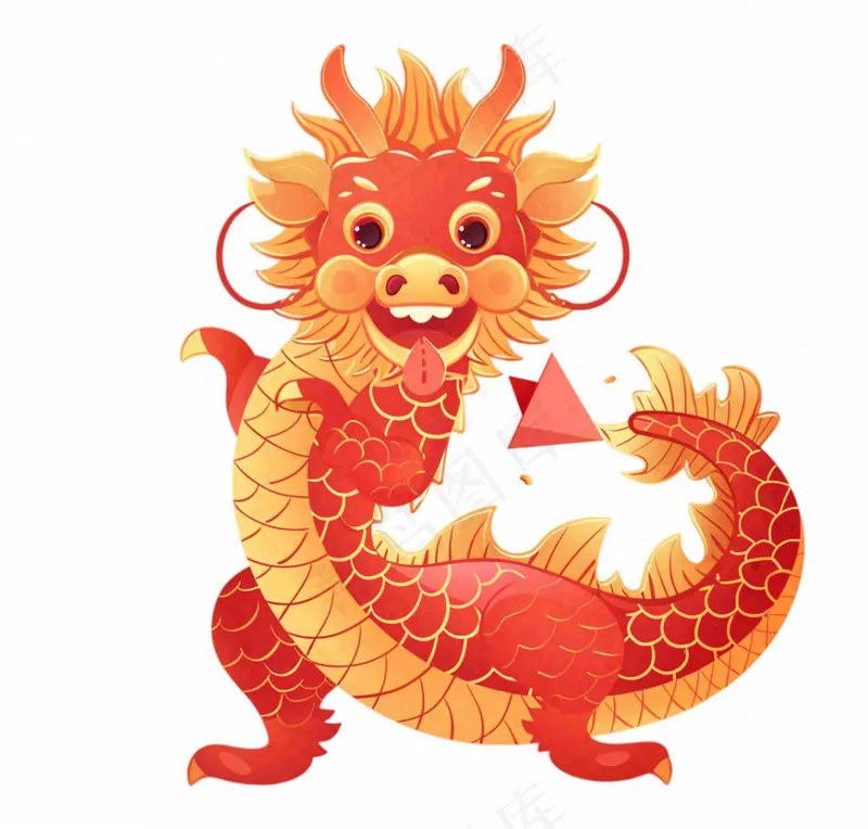 中国龙龙年红色卡通插画免抠(1072x1024)