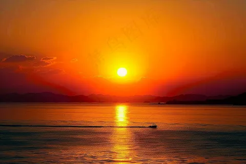 海上清晨日出朝霞云层摄影图