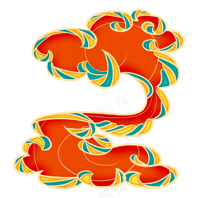国潮敦煌云纹祥云插画免扣素材 (104)