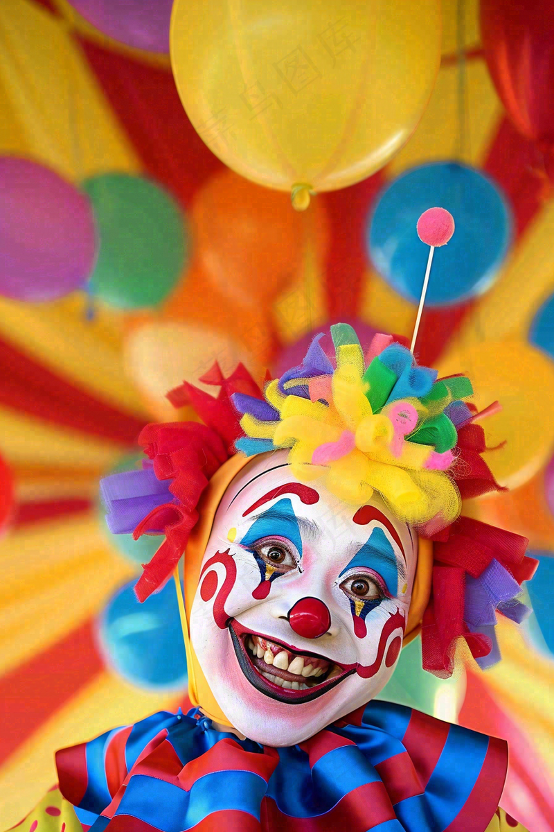 马戏团小丑搞怪气球彩色愚人节摄影图