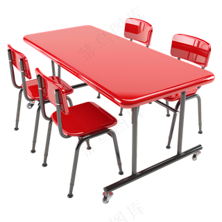 免扣红色食堂餐桌