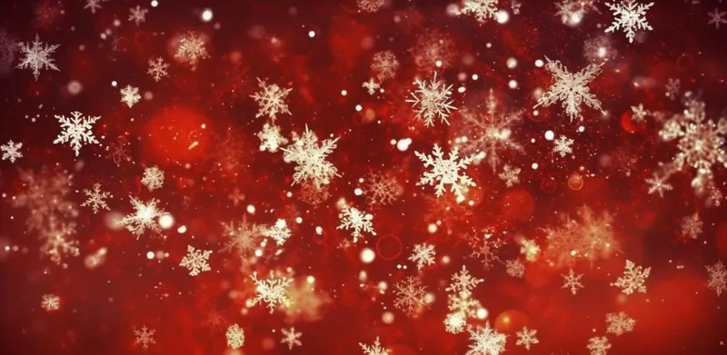 红色闪光粒子雪花光晕灯光喜庆摄影背景图(1568x768)