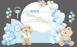 蓝色小熊生日背景