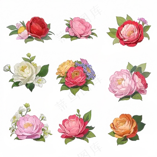 红色黄色粉色玫瑰花免抠素材199
