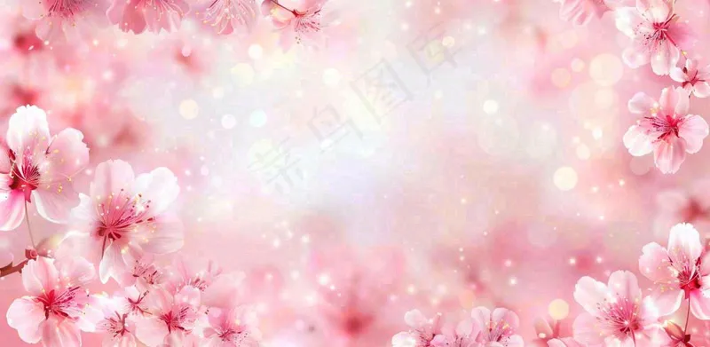 粉色樱花桃花梦幻粉红春天立春春分背景(1568x768)