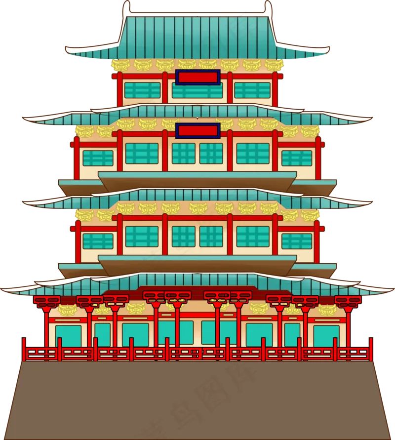 国风鼓楼宝塔素材6psd模版下载