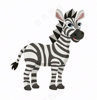 斑马黑白动物卡通插画免抠