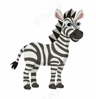 斑马黑白动物卡通插画免抠