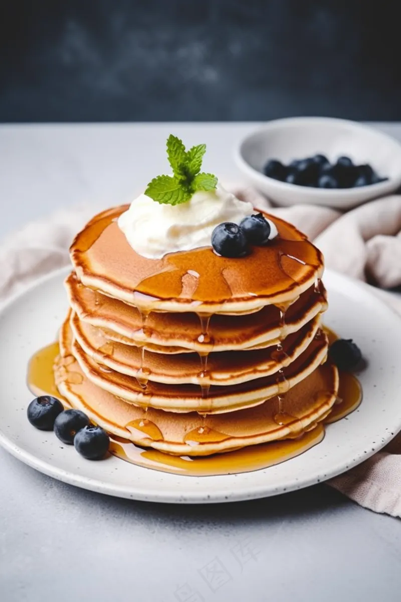 蜂蜜松饼塔美味糕点甜点摄影图(2688x4032)