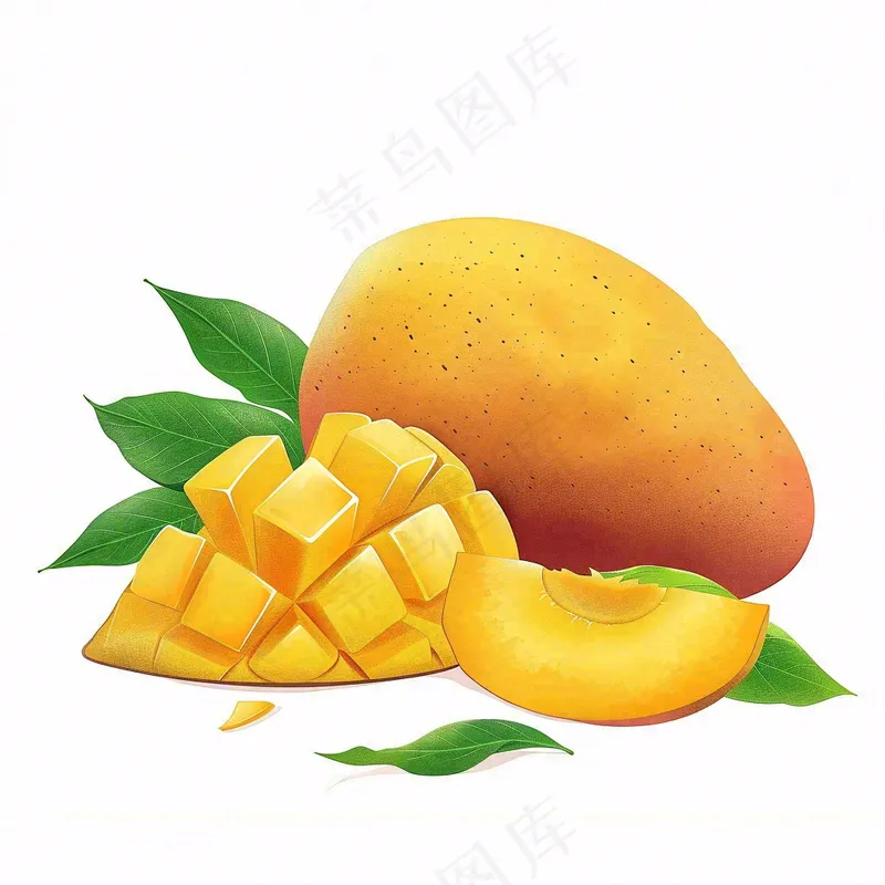 芒果水果插画素材背景(3072x3072)