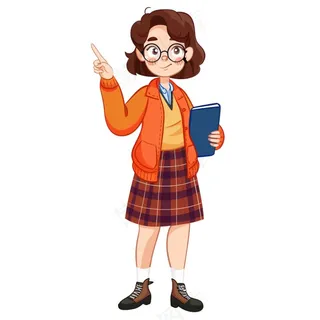 教师学生上课卡通人物插画免抠