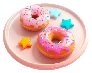 五颜六色的粉红色甜甜圈和白色糖霜