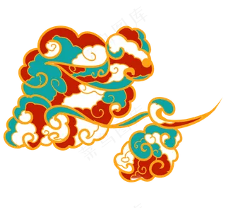 国潮敦煌云纹祥云插画免扣素材 (61)