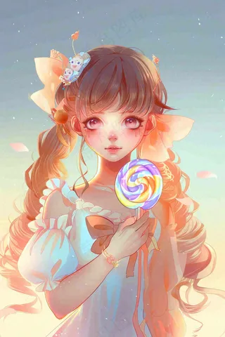 拿着糖果的女孩棒棒糖冬季万圣节卡通插画背景