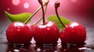 樱桃车厘子新鲜水果水珠摄影图