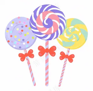 彩色棒棒糖卡通插画免抠