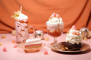 奶油奶茶饮料下午茶美食甜点摄影图