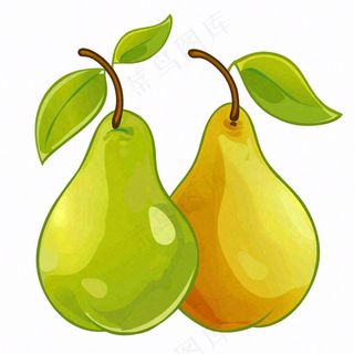 梨啤梨水果卡通插画免抠
