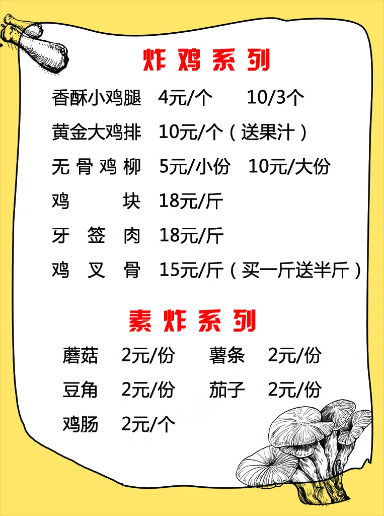 炸鸡系列菜谱psd模版下载