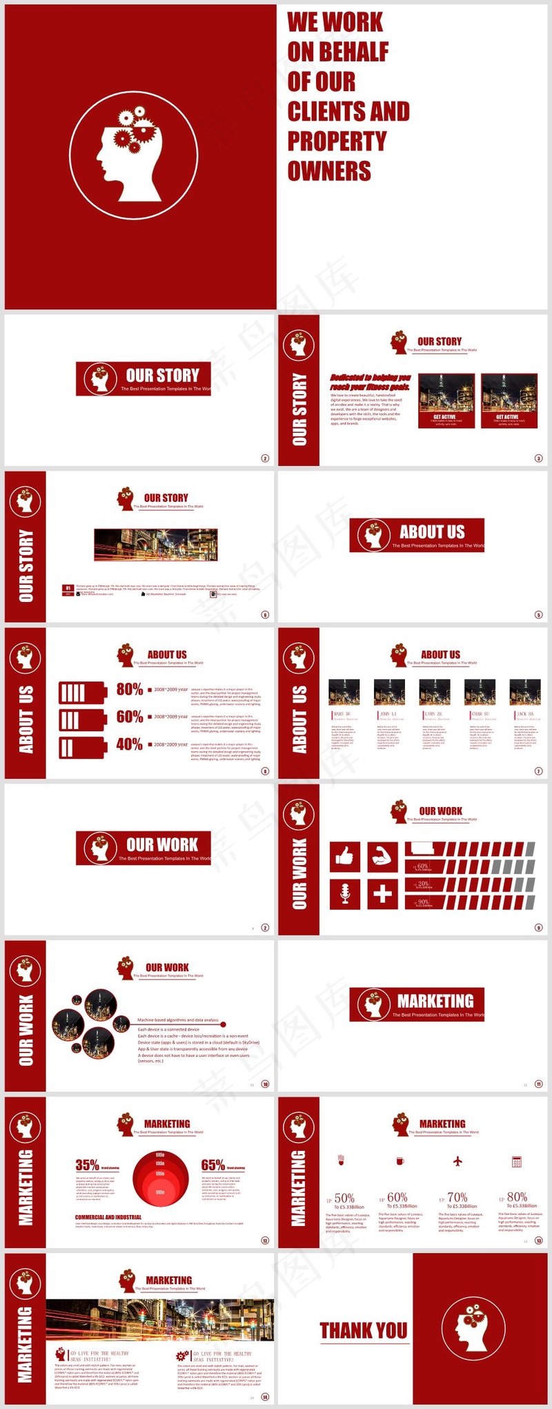 PPT模板丨橙红色系丨创意简约丨工作总结丨述职报告019