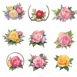 红色黄色粉色玫瑰花免抠素材148