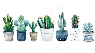 室内盆栽绿植装饰手绘插画免抠