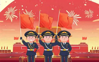 抗战胜利日卡通建军节军人插画背景