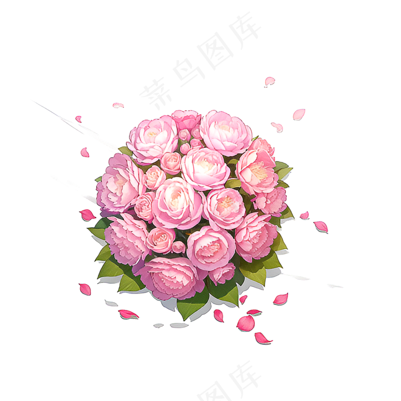 粉色花朵桃花玫瑰免抠素材1