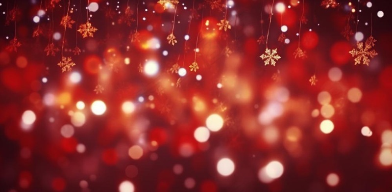 红色闪光粒子雪花光晕灯光喜庆摄影背景图