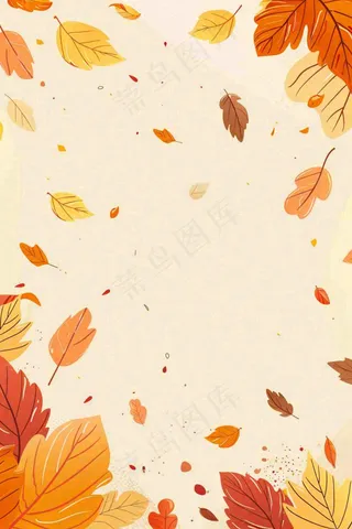 暖色调简约立体秋风落叶枯叶插画背景立秋秋分