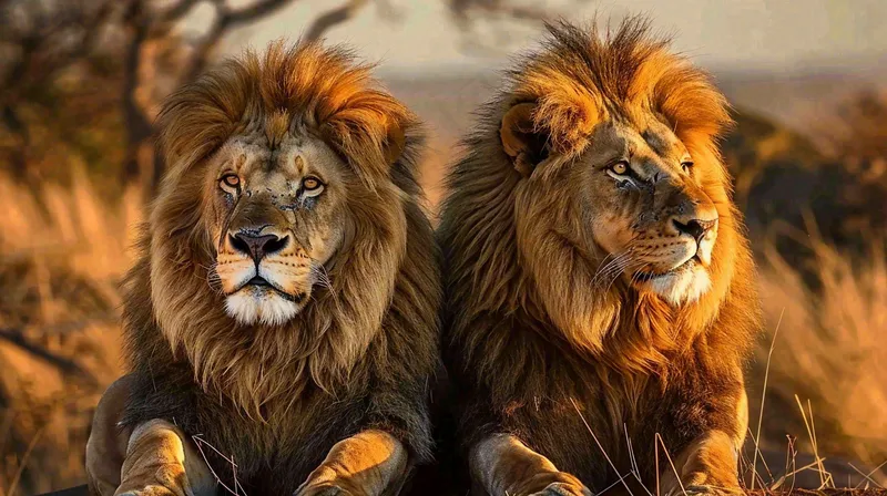 狮子雄狮动物非洲大草原保护动物摄影图(1456x816)