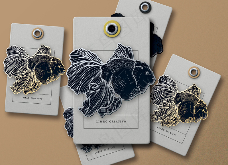 简约背景鎏金金属挂件样机3