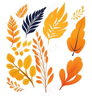 黄叶子秋季树叶卡通插画免抠