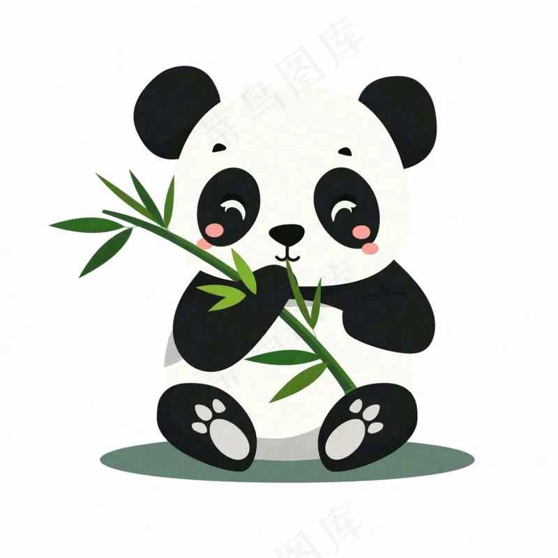 大熊猫国宝抱着竹子卡通插画免抠(1024x1024)