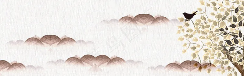 中式水墨PSD分层古风banner模板141psd模版下载