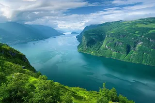 山河大自然峡谷中的河流摄影图