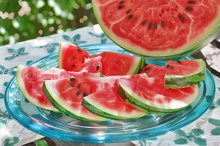 夏日冰镇西瓜水果摄影图