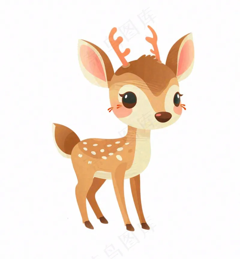 鹿麋鹿驯鹿动物卡通插画免抠(1024x1104)