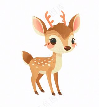 鹿麋鹿驯鹿动物卡通插画免抠