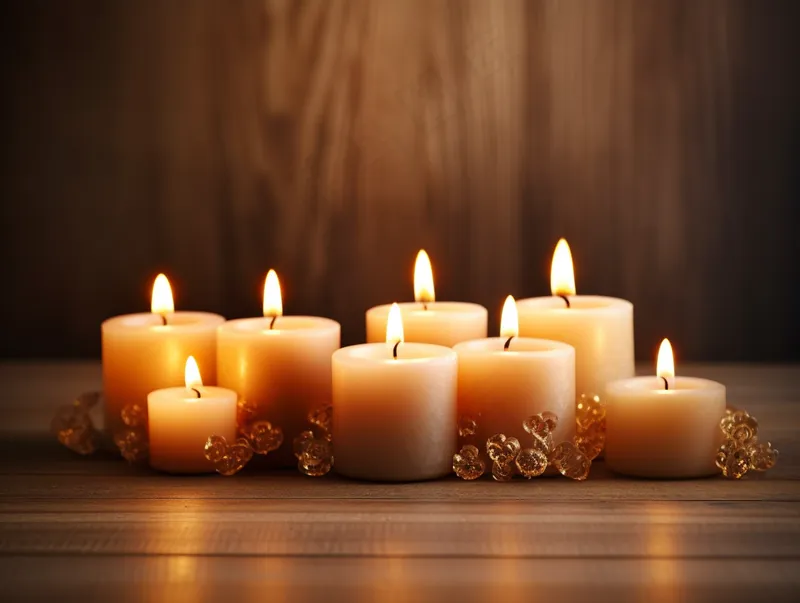 白色蜡烛长明灯祈福摄影图(3696x2784)